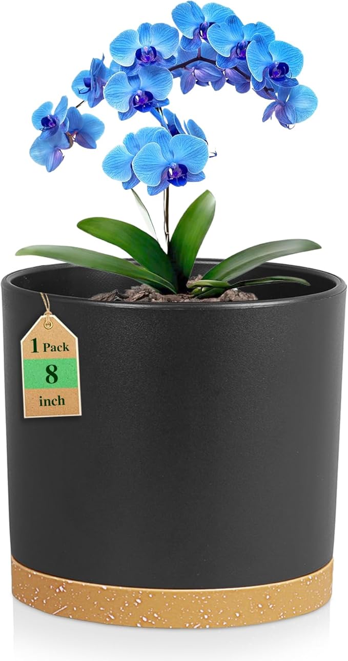 8 Inch Cylinder Plant Pots for Indoor Outdoor Plants, Medium Deep Flower Pots by WSMKSZ