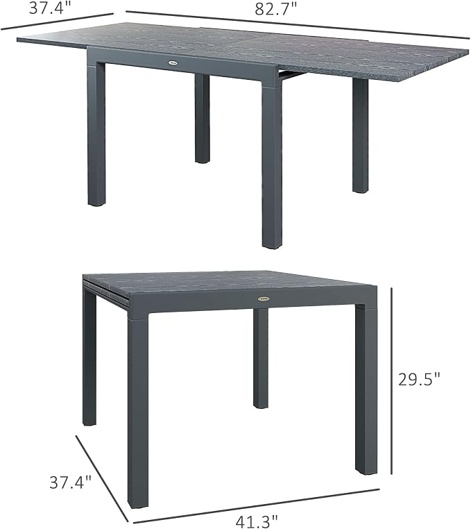 Outsunny Extendable Outdoor Dining Table, Rectangle Expandable Patio Table - Image 3