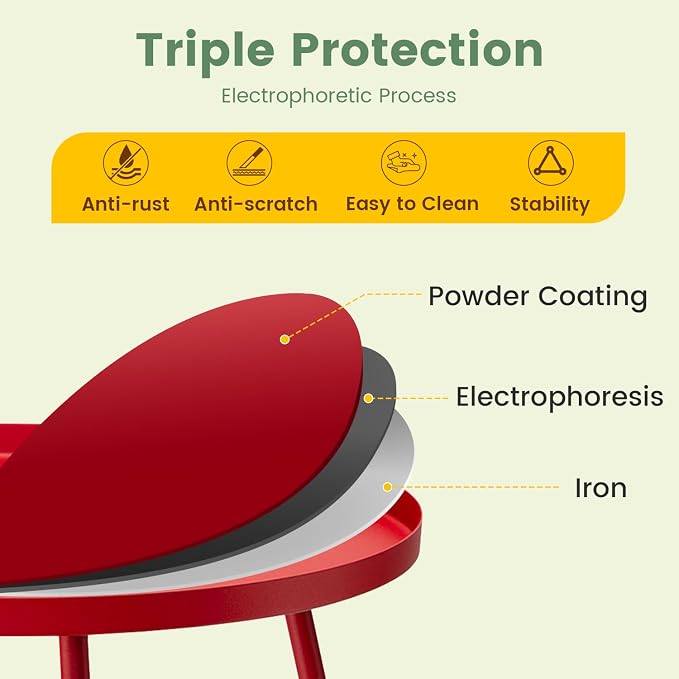 danpinera Outdoor Side Tables, Weather Resistant Steel Patio Side Table - Image 4