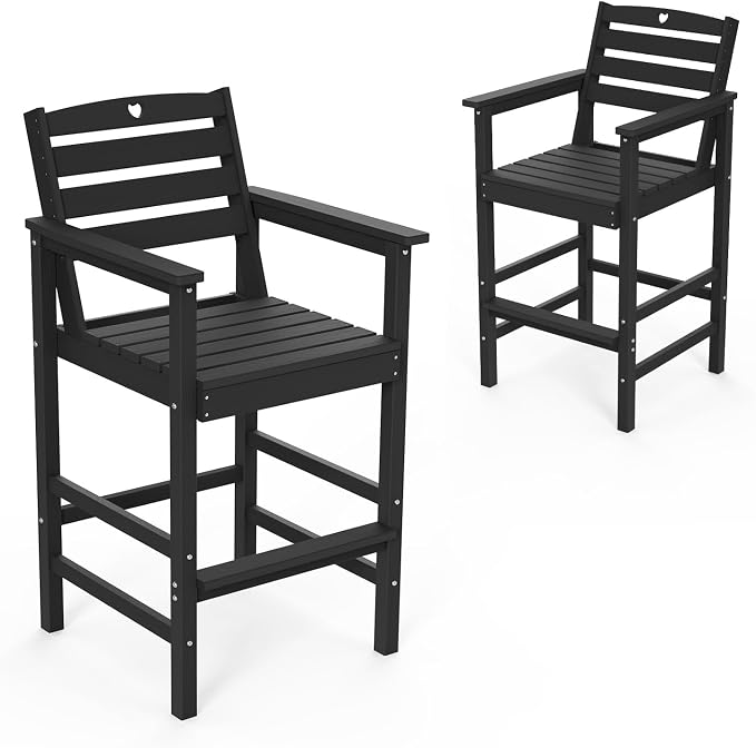 Tall Adirondack Chairs Set of 2, HDPE Wood Balcony Adirondack Chairs Set by Orbcove