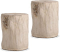 COSIEST 2 Pieses Outdoor Side Table, Hand-Painted Wood Stump Side Table Set of 2 by COSIEST