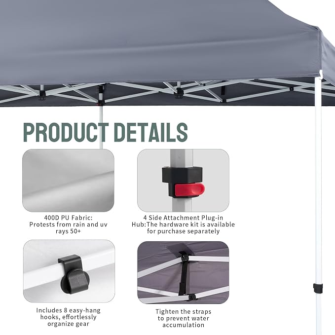 CROWN SHADES 10x20 Pop Up Canopy Tent - Image 4