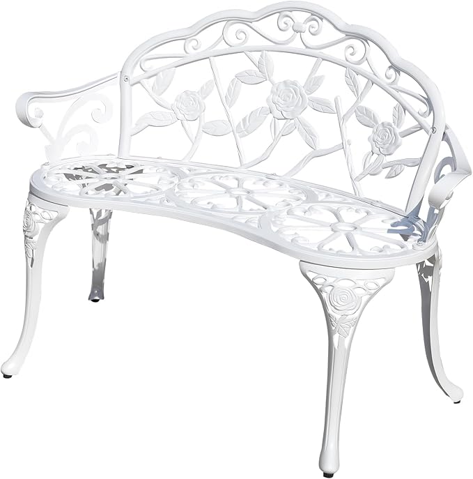 Cast Aluminium Outdoor Bench, Rose Garden Bench by Unknown