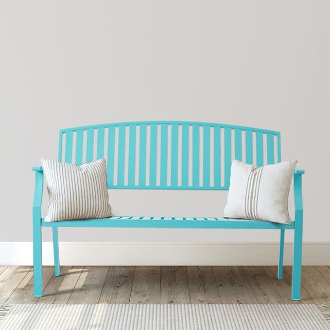 Outdoor Bench Weatherproof Aluminum Patio Garden Bench, Patio Loveseat by Eongdn