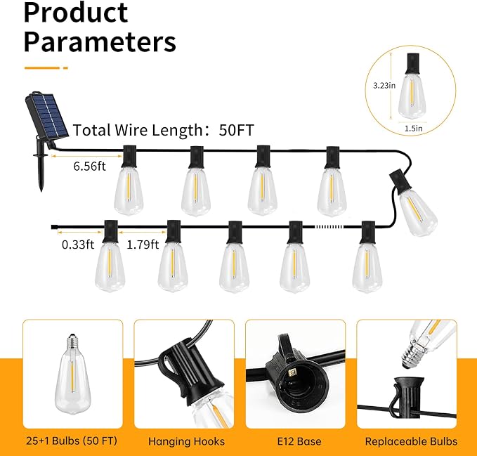 50FT Solar String Lights Outdoor Waterproof - Image 7