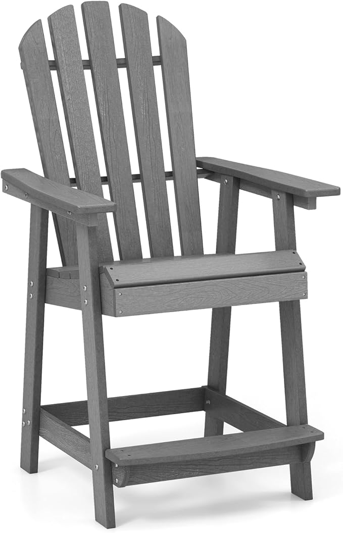 Tangkula Outdoor Bar Stool, HDPE Tall Adirondack Chair by TANGKULA