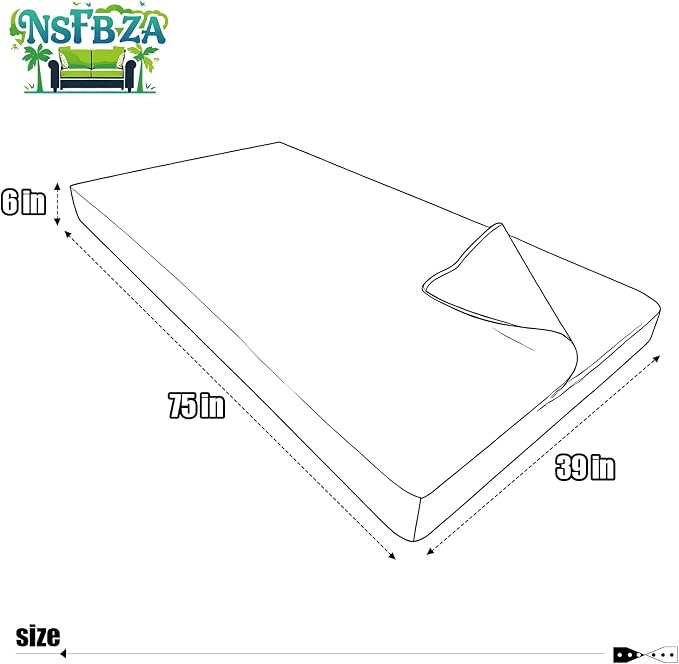 Olefin Twin Outdoor Porch Swing Bed Mattress Cover Waterproof, Twin Size Patio - Image 2