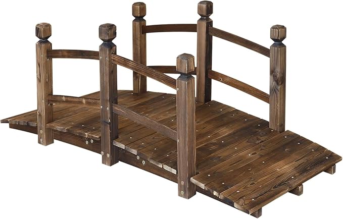 5FT Wooden Garden Bridge Arch Stained Finish Footbridge Decorative Backyard by Unknown