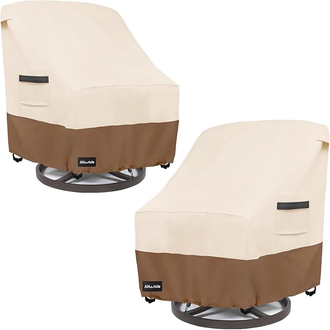 Outdoor Swivel Lounge Chair Cover 2 Pack, Waterproof Heavy Duty Lawn Patio - Image 3
