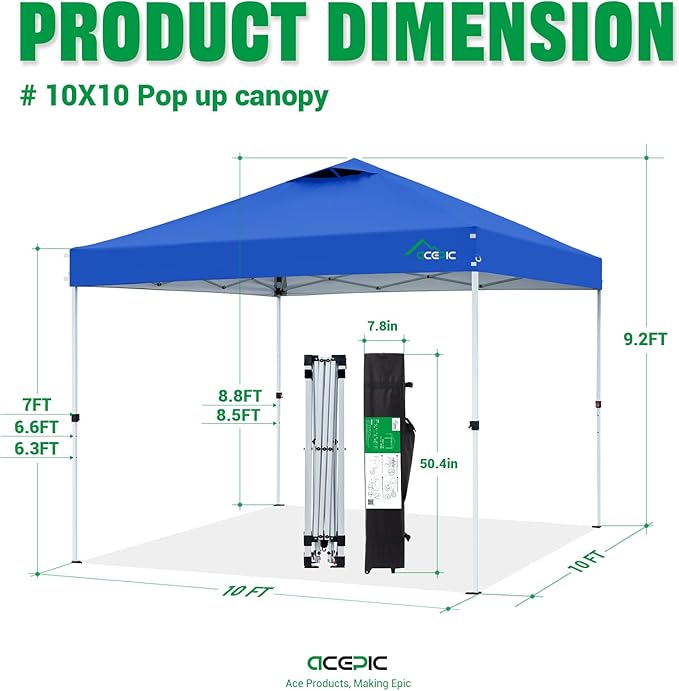 10x10 Pop Up Canopy Tent, 300D Silver-Coating Top, Pop Up Canopy Tent Instant - Image 6