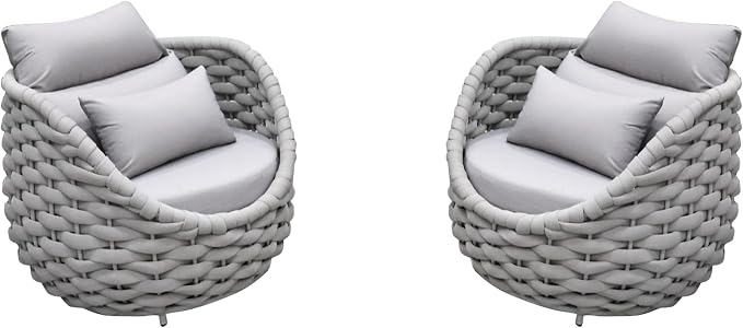 TWT 6 Pieces Patio Sofas, All-Weather Teslin Rope Balcony Furniture - Image 9