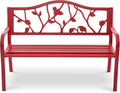 50" Outdoor Garden Bench, Cast Iron Metal Outdoor Benches Weatherproof by Attliahome