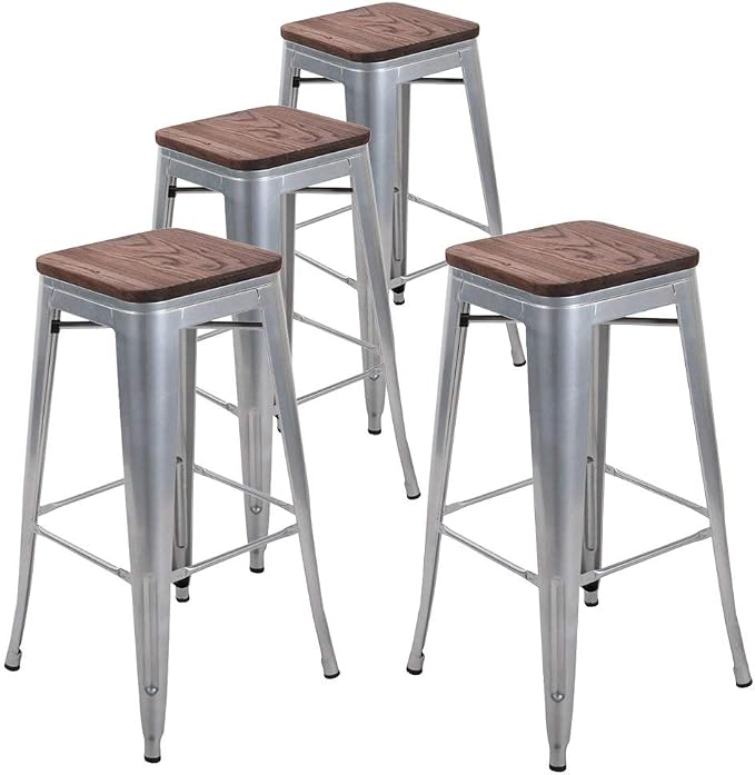 Andeworld Bar Stools Set of 4 Stackable Metal Bar Stools Industrial Bar Height - Image 5