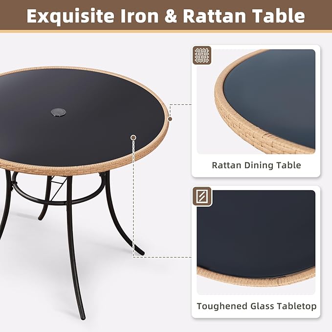 AVAWING 35.6-Inch Round Outdoor Dining Table - Image 3