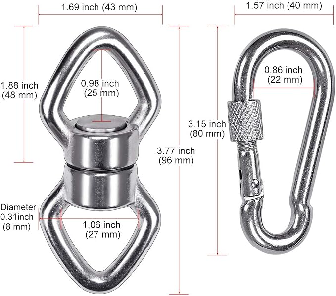 BeneLabel Swing Swivel with 2 Carabiners, 770LB Capacity, Safest Rotational - Image 7
