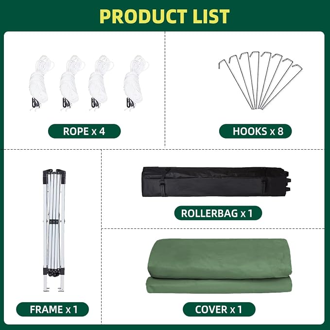 10x10ft Pop Up Canopy Tent Easy Setup Instant Portable Shelter - Image 7