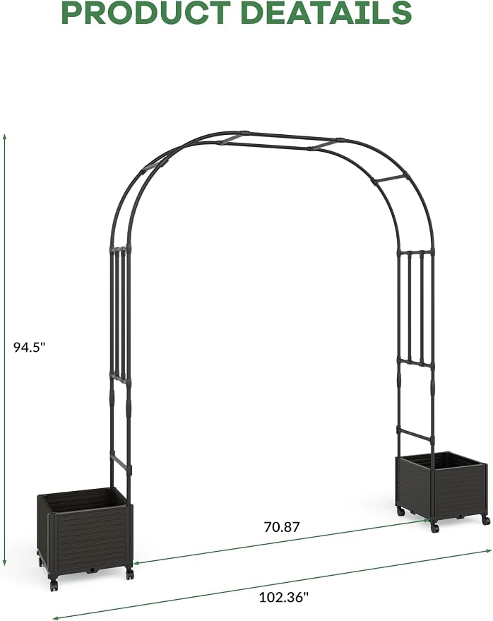 Sturdy Rustproof Metal Garden Arch Trellis - Image 2