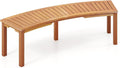 Tangkula Outdoor Curved Bench, Acacia Wood Fire Pit Bench w/Slatted Seat by TANGKULA