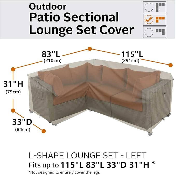 Heavy Duty Outdoor Sectional Sofa Cover, Lawn Patio Furniture Cover - Image 6