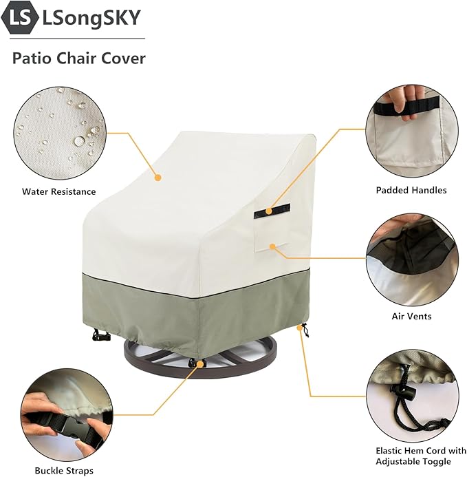 Patio Swivel Chair Cover 4 Pack, Waterproof Heavy Duty Outdoor Chair Covers - Image 4