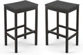 Outdoor Bar Stools Set of 2, 26 Inch Black HDPS Top and Bronze Leg Patio by COZYMAN