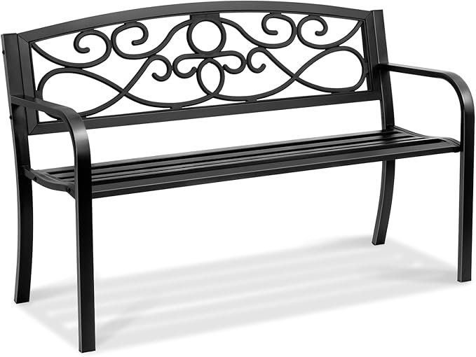 VEVOR Outdoor Bench, 50 inches Metal Garden Bench by VEVOR
