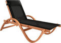 Outsunny Larch Wood Lounge Chair, 4-Level Adjustable Tanning Chair, Full Flat by Outsunny