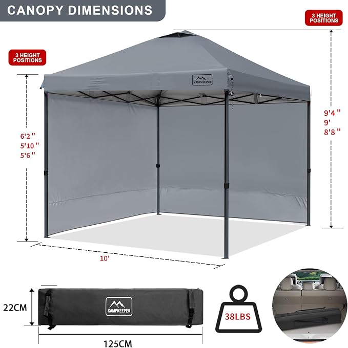 KAMPKEEPER 10x10 Pop-Up Canopy Tent, Waterproof, Portable Shade - Image 4