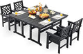 HDPE Outdoor Dining Set, 6-Piece Outdoor Table and Chairs Include 4 Dining by Unknown