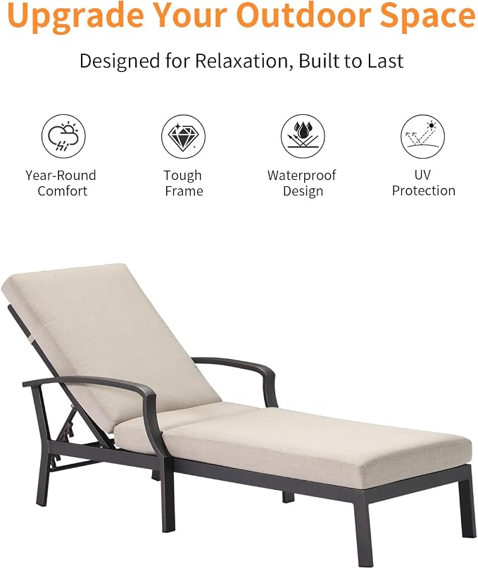 Pool Lounge Chair, Never-Rust Aluminum Outdoor Chaise Lounge - Image 5