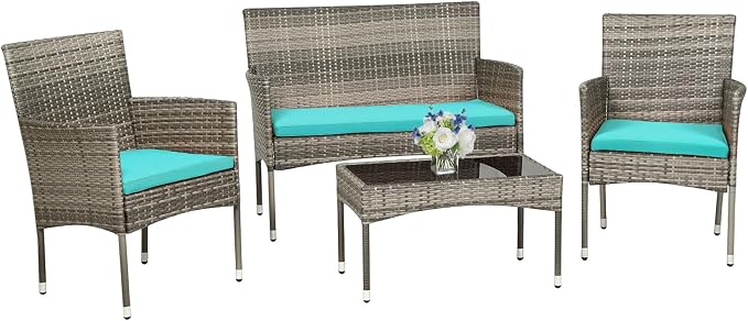 PayLessHere Outdoor Furniture Set 4 Pcs Modular Patio Furniture Set Water by PayLessHere