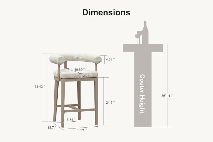 PURPLE LEAF Counter Height Bar Stools Set of 4 Patio Modern Olefin Upholstered - Image 2