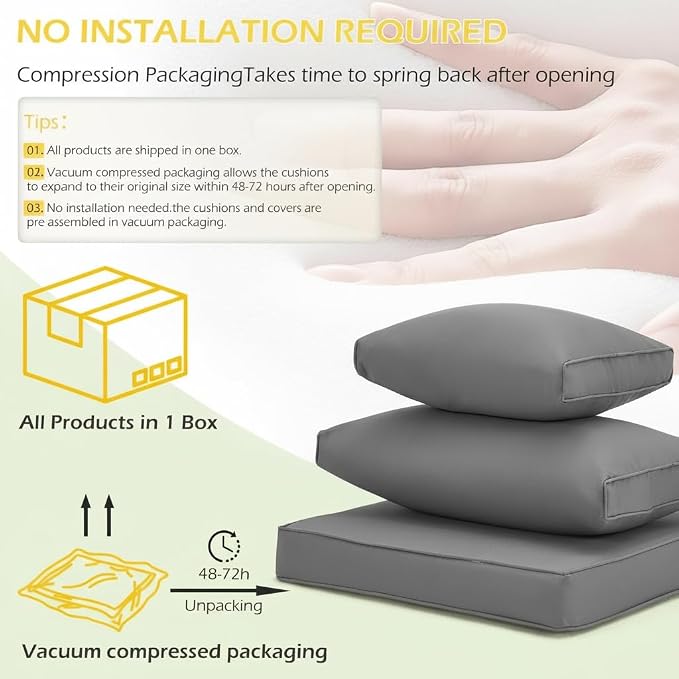 HOMREST 4" Thick Outdoor Replacement Cushions, Water-Resistant Patio Seat - Image 4