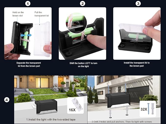 pearlstar 16 Pack Solar Step Lights, Solar Deck Railing Lights Outdoor - Image 3