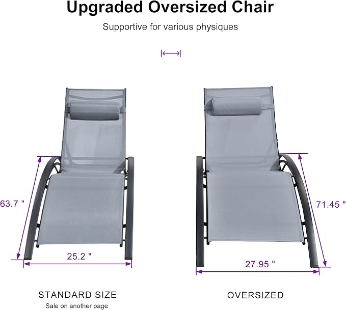PURPLE LEAF Patio Oversized Chaise Lounge Chair Set - Image 2