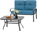 Oakcloud Outdoor 2 Pcs Patio Loveseat Bench Metal Frame Furniture Set by OckcloudPatioFurniture