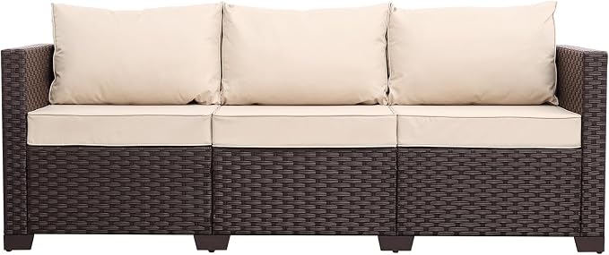 Patio Furniture 3-seat Sofa Wicker Outdoor Furniture Outdoor Couch Deep Seat - Image 7