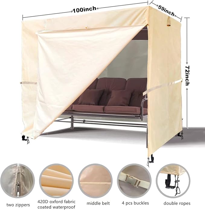 Outdoor 3 Triple Seater Hammock Swing Cover - Image 2