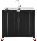 Outdoor Kitchen Island with Stainless Steel Sink and Storage Cabinet, 35-Inch by Idealforcook