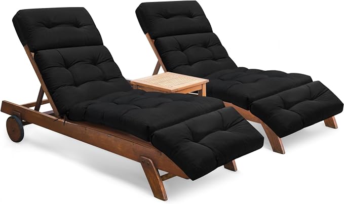 Chaise Lounge Cushions Outdoor Set of 2, 74.4 x 22 x 4.7 Inches Thickened by Tycdiose