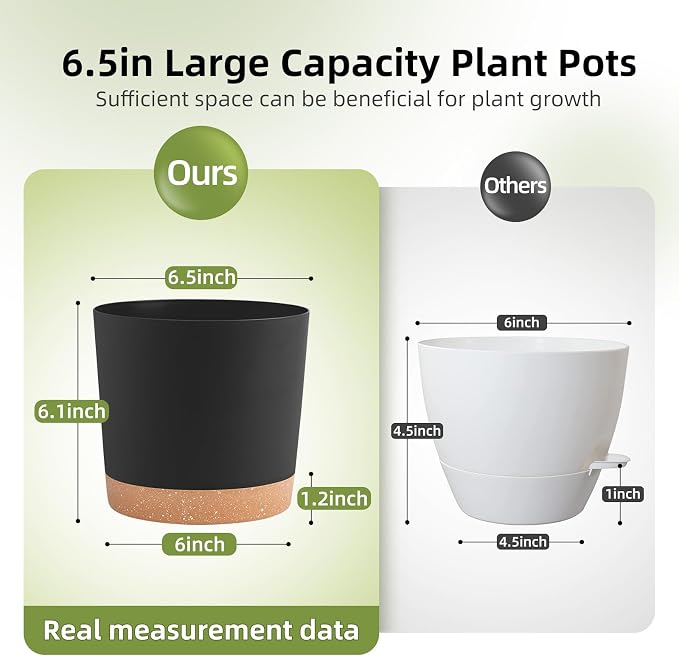 QCQHDU 6.5 inch Plant Pot, 2 Pack Planters - Image 2
