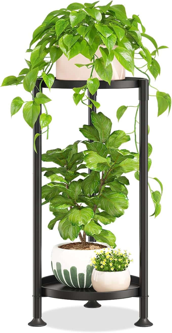 LASZOLA 2 Tier Black Corner Plant Stand Indoor by LASZOLA