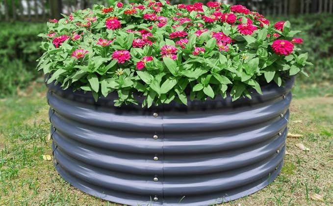Vego garden 17" Tall 42" Round Raised Garden Bed Metal Raised Bed Planter Box - Image 9