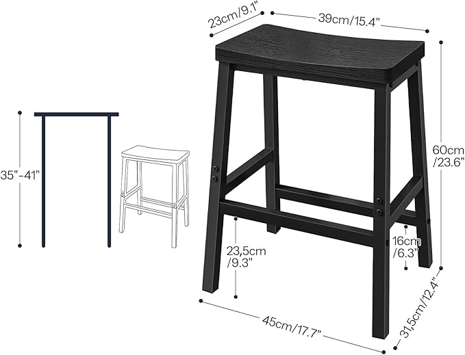 HOOBRO Bar Stools Set of 4, Counter Height Bar Stools, 23.6'' Bar Chairs - Image 3