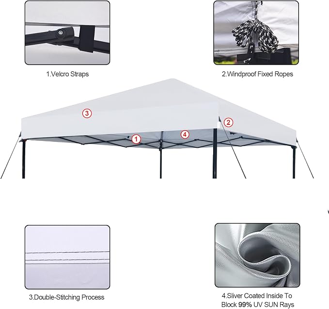 Joramoy 10×10 Canopy Replacement Top Only, Waterproof Pop Up Canopy Tent Top - Image 4