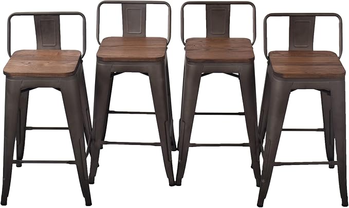 Changjie Furniture 24 Inch Bar Stools Set of 4 Industrial Metal Barstools - Image 5