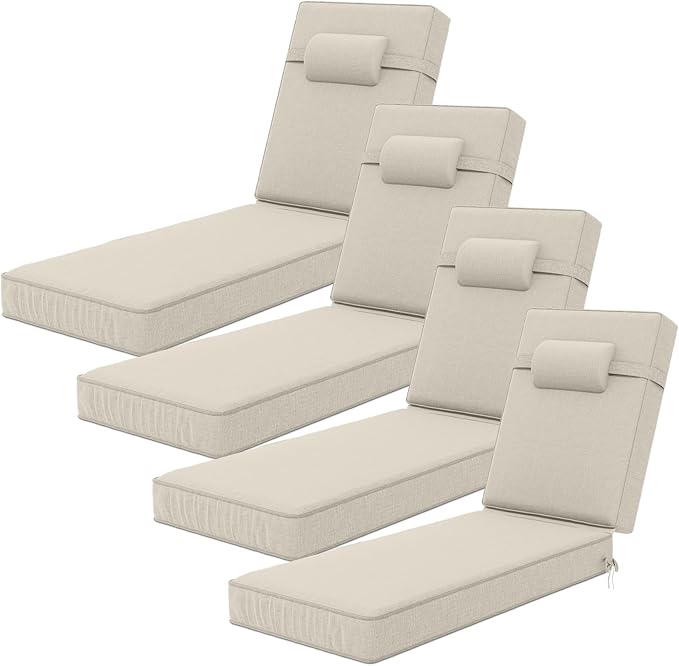72 x 21 x 4 Inch Olefin Chaise Lounge Cushions, Lounge Chair Cushions by Unknown