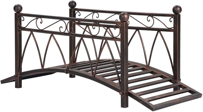 3.3FT Steel Garden Bridge with Anti-Slip Deck, 300LB Capacity Metal Footbridge - Image 7
