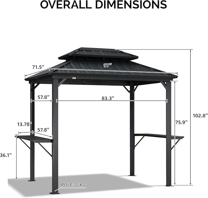 PURPLE LEAF 6' X 8' Hardtop Grill Gazebo - Image 4