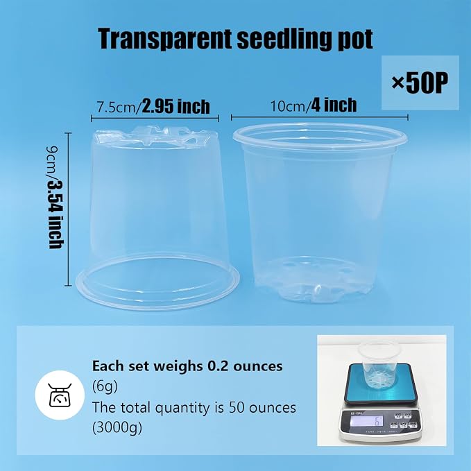 4" Clear Seeding Pots 50-Pack Round - Image 2